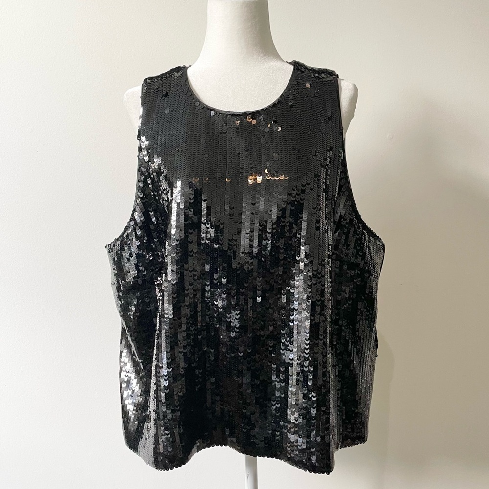 J. Crew Collection Sheer Sequin Tank Top NWT Size 3X Crop Fit Event Party